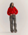 World of Nomads Frankie Cashmere Crew Neck Cardigan Flame