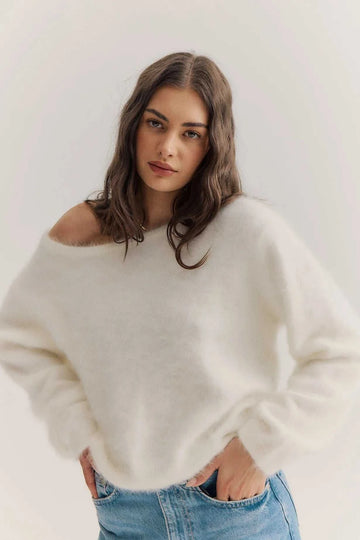 World of Nomads Stella Cashmere Boat Neck Knit Snow