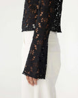 Bassike Long Sleeve Lace Top Black