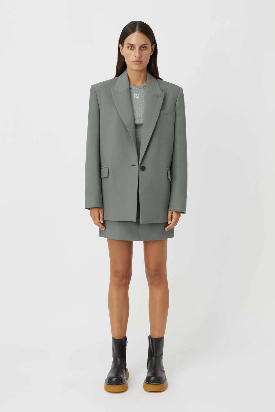 Camilla and Marc Nora Rib Top Grey Marle