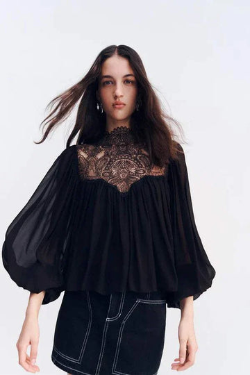 Shona Joy Emory Lace Blouse Black