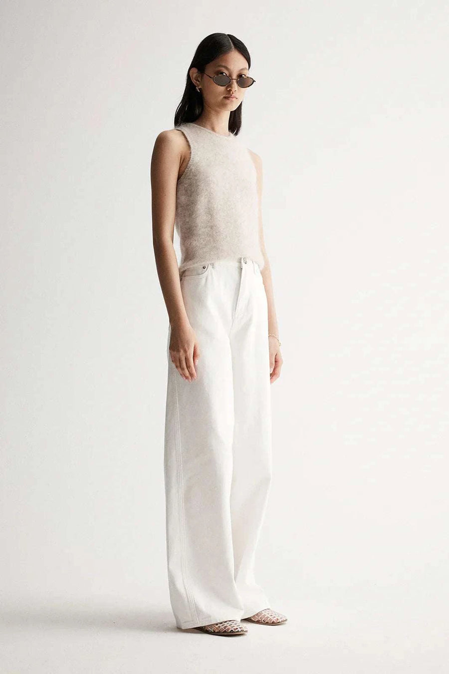 Elka Collective Abigail Knit Tank White Marle
