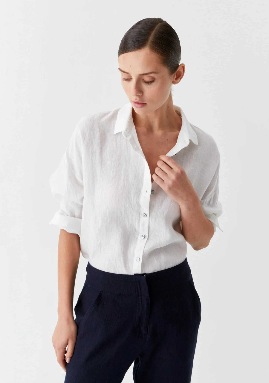 Morrison Jaxon Linen Shirt White