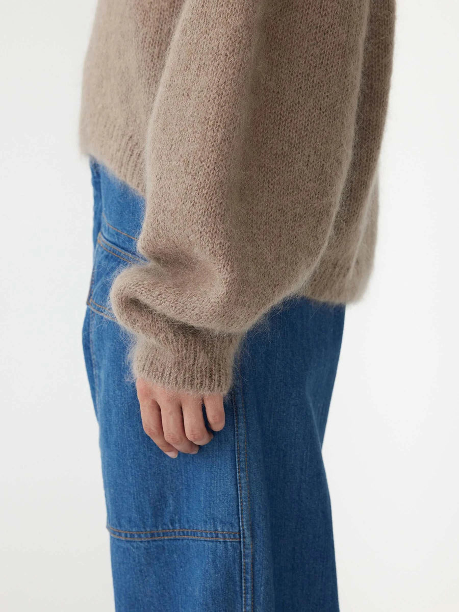 Bassike Boxy Mohair Boatneck Knit Pumice