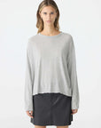 Bassike Slouch Superfine Long Sleeve T Shirt Grey Marl