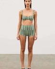 Zulu and Zephyr Balconette Bra Green Zig Zag