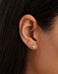 By Charlotte 18k Gold Vermeil Crystal Lotus Heart Padlock Stud Earrings