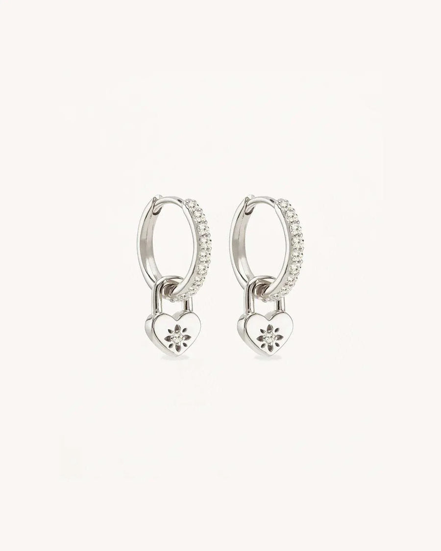 By Charlotte Sterling Silver Love Unlocked Padlock Hoops