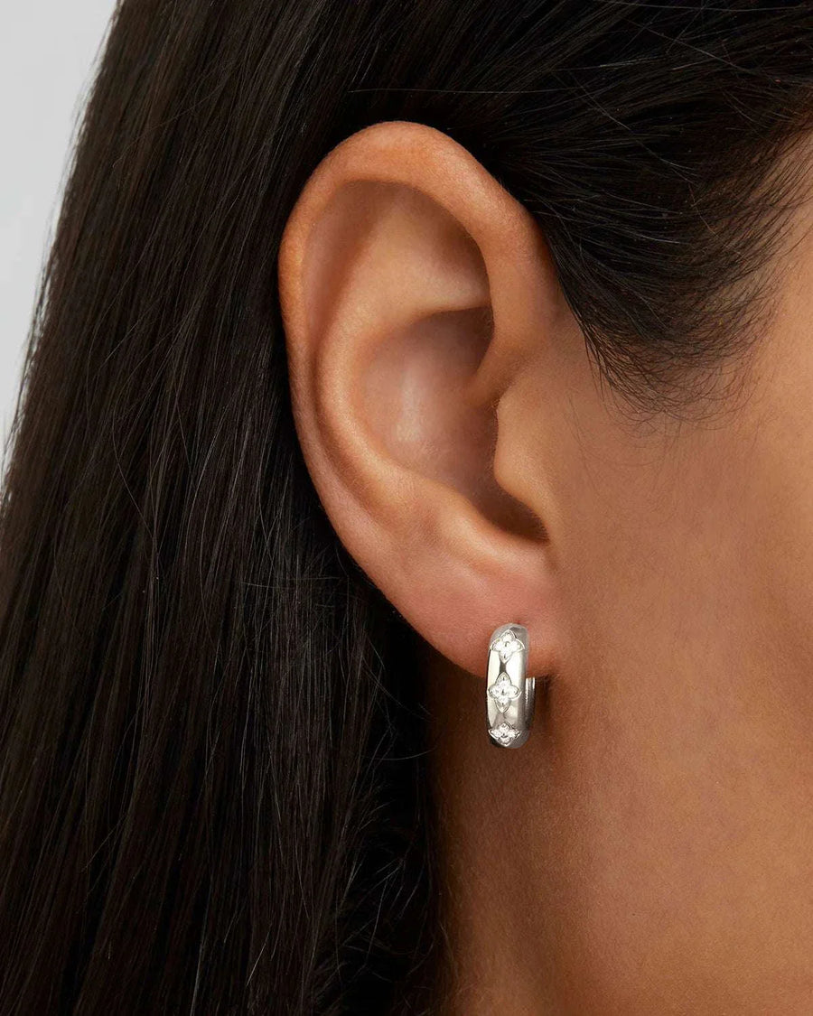 By Charlotte Sterling Silver Bloom With You Lotus Hoops