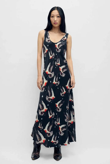 Silk Laundry Scoop Neck Dress Bleeding Dove