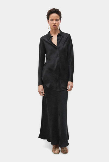 Silk Laundry Bias Cut Shirt Black