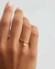 By Charlotte 18k Gold Vermeil Crystal Lotus Heart Padlock Ring