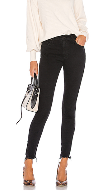 Farrah Skinny Ankle Black Ink Raw Hem